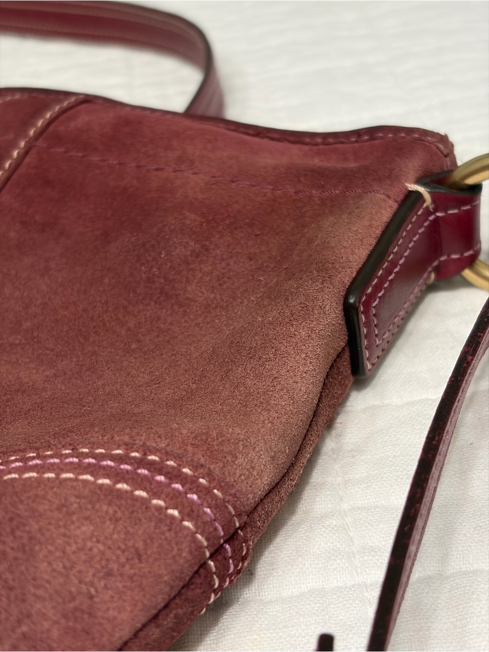 Vintage Coach Soho Suede Swing Pack Crossbody Bag in Wine/Burgundy Color - Picture 16 of 16